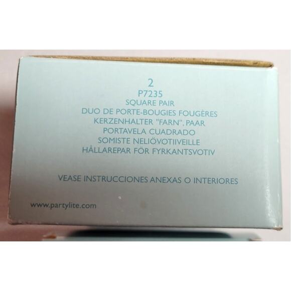 Partylite 4 Cherry Orchard Square Candle Votives 2 Frosted Fern Glass Holders - Picture 5 of 6